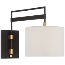 Gael 15" Tall Swing Arm Wall Sconce with White Linen Shade
