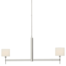 Brontes 2 Light 54" Wide Linear Chandelier with White Linen Shades