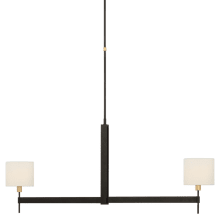 Brontes 2 Light 54" Wide Linear Chandelier with White Linen Shades