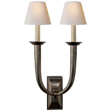 French Deco Horn 22" High Wall Sconce with Natural Paper Shade