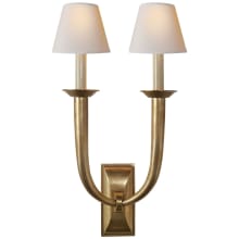 French Deco Horn 22" High Wall Sconce with Natural Paper Shade