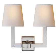 Square Tube 15" Wide Wall Sconce with Natural Paper Shade