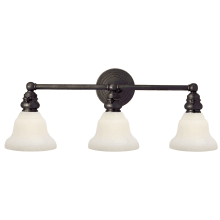 Boston 3 Light 23" Wide Bathroom Vanity Light with White Glass Shade