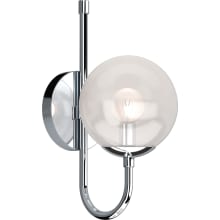 Lawrence Single Light 13" Tall Bathroom Sconce with Clear Glass Orb Shade