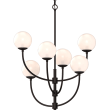 Lawrence 6 Light 27" Wide Abstract Chandelier with Clear Glass Orb Shades