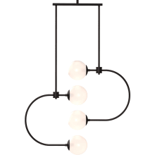 Lawrence 4 Light 30" Wide Abstract Chandelier with Clear Glass Orb Shades