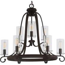 Regina 9 Light 34" Wide Candle Style Chandelier with Clear Glass Cylinder Shades