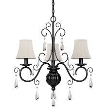 Ava 3 Light 20" Wide Mini Chandelier with Ivory Fabric Shades