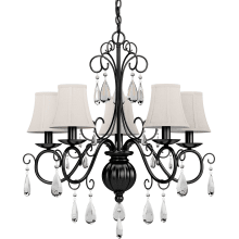 Ava 5 Light 23" Wide Chandelier with Ivory Fabric Shades