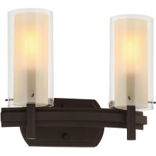Regina 2 Light 14" Wide Vanity Light with Clear Outer Glass and Amber Inner Glass
