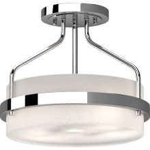 Emery 2 Light 13" Wide Semi-Flush Ceiling Fixture with Frosted Glass Drum Shade