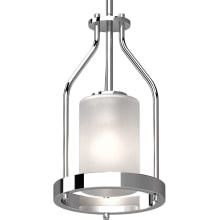 Emery Single Light 7" Wide Wood Mini Pendant with Frosted Glass Cylinder Shade