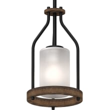 Emery Single Light 7" Wide Wood Mini Pendant with Frosted Glass Cylinder Shade