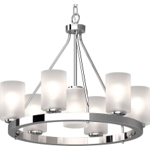 Emery 7 Light 25" Wide Chandelier with Frosted Glass Cylinder Shades