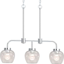 Aria 3 Light 26" Wide Linear Chandelier with Clear Glass Shades