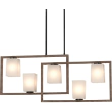 Paxton 5 Light 38" Wide Linear Chandelier with Frosted Glass Tapered Shades