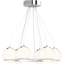 Preston 6 Light 25" Wide LED Chandelier with Etched White Cased Glass Shades