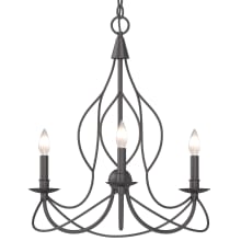 3 Light 21" Wide Taper Candle Style Chandelier