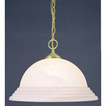 1 Light Down Light Pendant with Ribbed Alabaster Glass Dome Shade