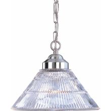12" Wide Pendant with Clear Ribbed Glass Shade