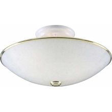 3 Light Semi-Flush Ceiling Fixture with White Glass Shade