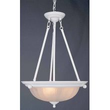 3 Light Bowl Shaped 22" Height Pendant with Frosted Ribbed Glass Shade
