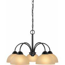 Bernice 5 Light 1 Tier Chandelier with Sepia Glass Dome Shade