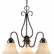Minster 3 Light 1 Tier Chandelier with Sandstone Glass Bell Shade