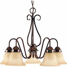 Minster 5 Light 1 Tier Chandelier with Sandstone Glass Bell Shade