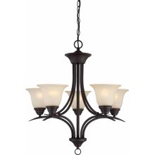 Trinidad 5 Light 24.5" Height 1 Tier Chandelier with Sepia Glass Shade