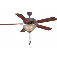 5 Blade 52" Indoor Ceiling Fan with Sepia Glass Light Kit (Bulbs Included)