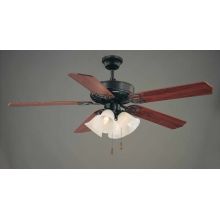 5 Blade 52" Indoor Ceiling Fan with Alabaster Glass Bell Shade Light Kit