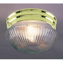 1 Light 7" Flush Mount Ceiling Fixture with Clear Ribbed Glass Shade