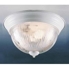 2 Light Flush Mount Ceiling Fixture with Clear Ribbed Glass Shade