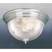 3 Light 15" Flush Mount Ceiling Fixture with Clear Ribbed Shade
