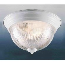 3 Light 15" Flush Mount Ceiling Fixture with Clear Ribbed Shade