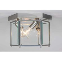 3 Light 9" Flush Mount Ceiling Fixture with Clear Beveled Glass Shade