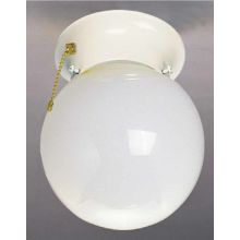 1 Light Flush Mount Ceiling Fixture with White Opal Glass Globe Shade