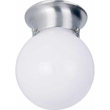 1 Light 6" Flush Mount Ceiling Fixture with White Opal Glass Globe Shade