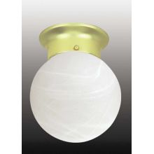1 Light 6" Flush Mount Ceiling Fixture with White Alabaster Glass Globe Shade