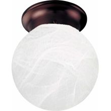 1 Light 6" Flush Mount Ceiling Fixture with White Alabaster Glass Globe Shade