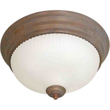 1 Light 11" Flush Mount Ceiling Fixture with Frosted Ribbed Glass Dome Shade