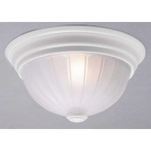 2 Light 13" Flush Mount Ceiling Fixture with Frosted Mel Ribbed Glass Shade