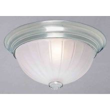 3 Light 13" Flush Mount Ceiling Fixture with Frosted Mel Ribbed Glass Shade