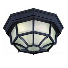 2 Light Flush Mount Outdoor Ceiling Fixture with Frost Glass Shade
