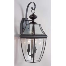 3 Light 24.75" Height Outdoor Wall Sconce with Clear Beveled Glass