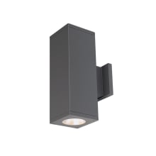 Cube Architectural 2 Light 13" Tall LED Outdoor Wall Sconce with 33° Flood Beam Spread and Light Directed Towards The Wall
