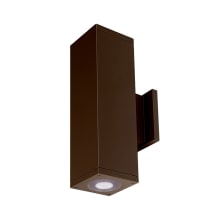 Cube Architectural 2 Light 18" Tall LED Outdoor Wall Sconce with 6° Ultra Narrow Beam Spread and Light Directed Towards The Wall