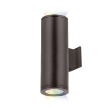 Tube Architectural ilumenight 2 Light 12-1/2" Tall Integrated LED Outdoor Wall Sconce with Away From the Wall Light Direction and App Controlled Color and Brightness