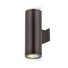 Tube Architectural ilumenight 2 Light 12-1/2" Tall Integrated LED Outdoor Wall Sconce with Towards the Wall Light Direction and App Controlled Color and Brightness